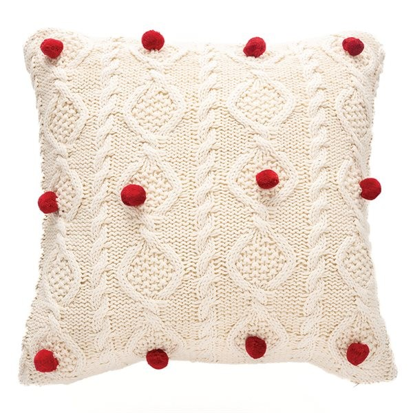 Bell cream cable knit decorative pillow