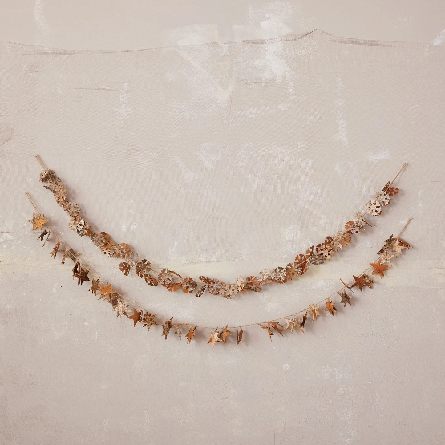 72"L x 4"H Birch Bark Star Garland | Natural