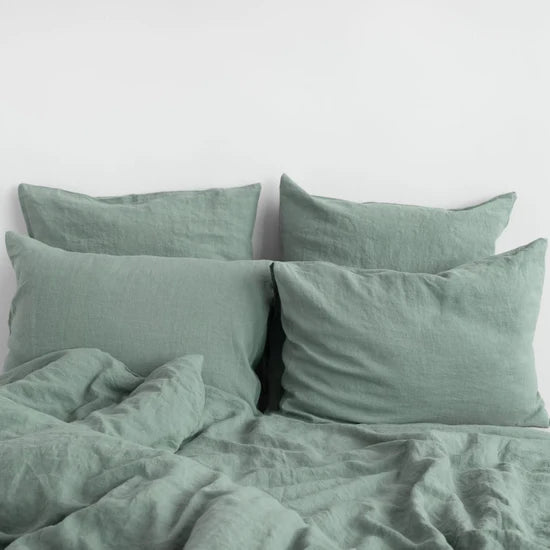Linen Tales | Green Milieu | Standard | Linen Pillowcase