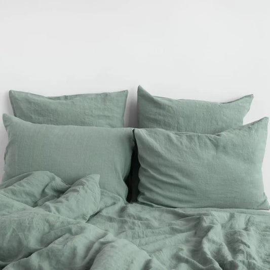 Linen Tales | Green Milieu | Standard | Linen Pillowcase