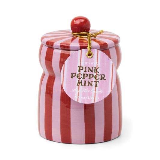 RED/PINK STRIPED CABANA WITH LID  |  PINK PEPPERMINT