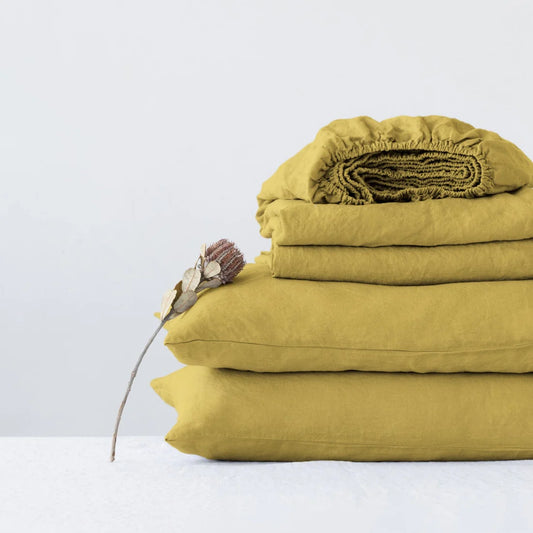 Linen Tales | Lemon Curry | King | Linen Sheet Set