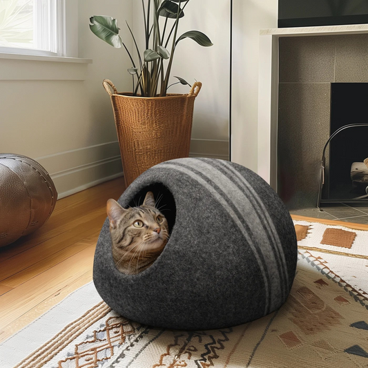 MODWOOL™ Felt Premium Wool 16" Diameter Cat Cave | Grey