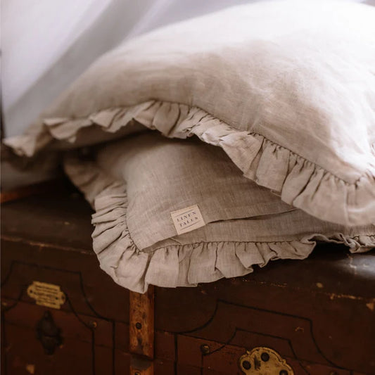 Linen Tales | Melange | Standard | Linen Pillowcase with Frills