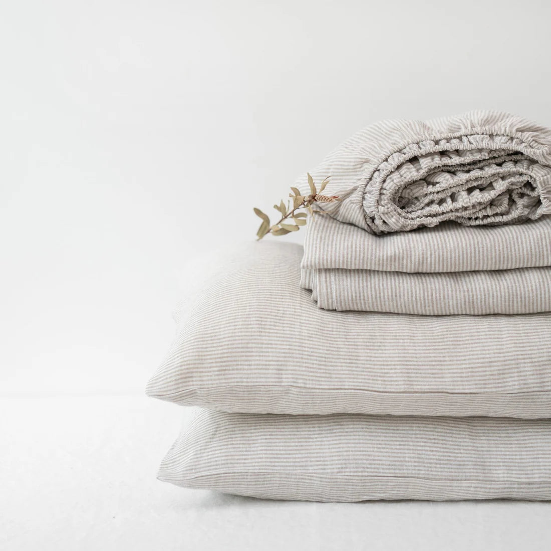 Linen Tales | Natural Stripes | Full | Linen Sheet Set