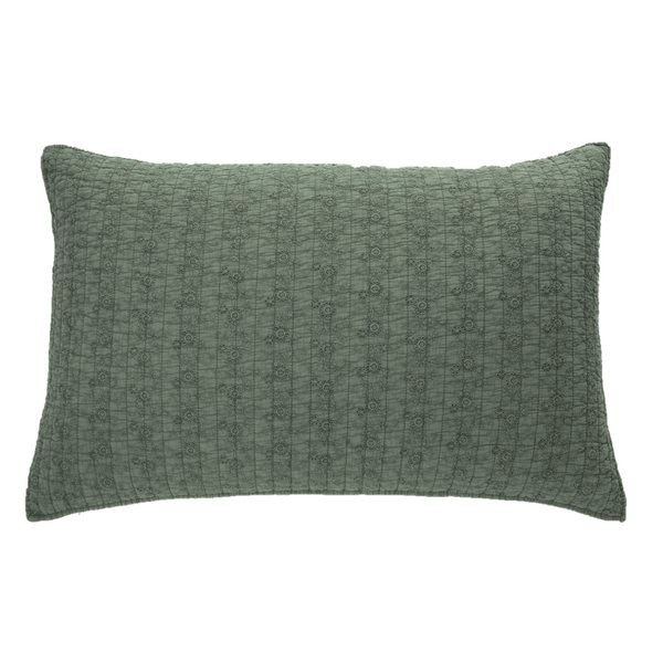 Estelle embroidered green pillow sham | Queen