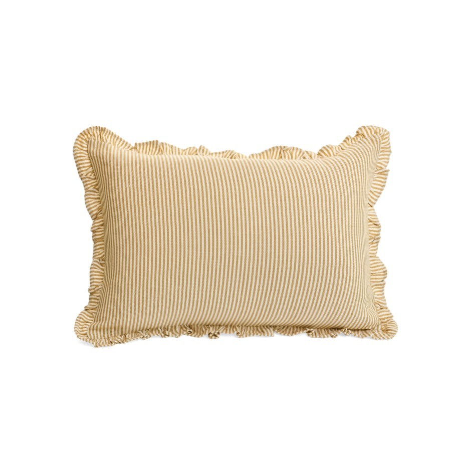 CUSHION COTTON STRIPED W/FRILLS  | HONEY