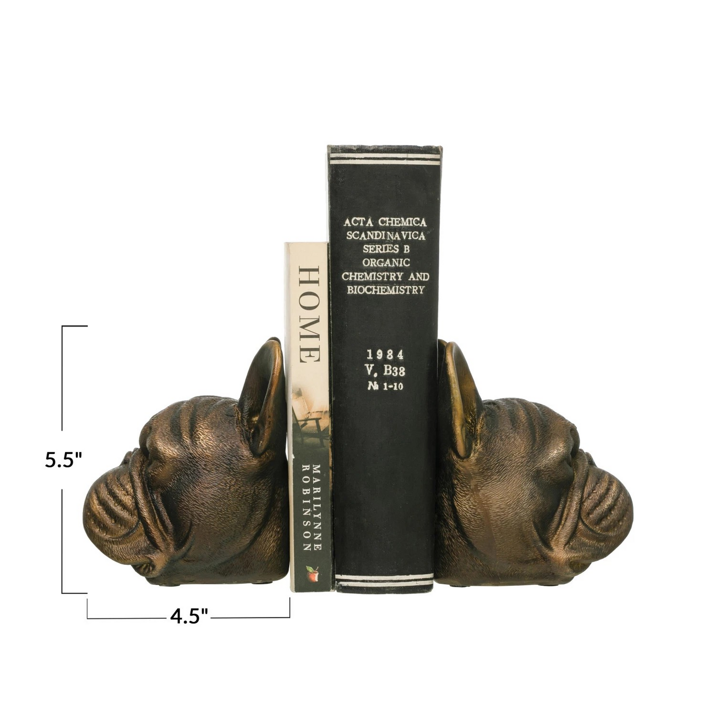 Dog Head Bookends with Antique Finish | Set of 2