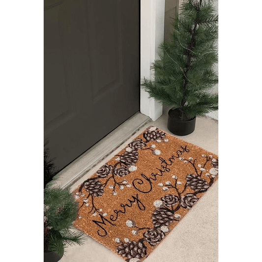 Pinecone Merry Christmas Doormat