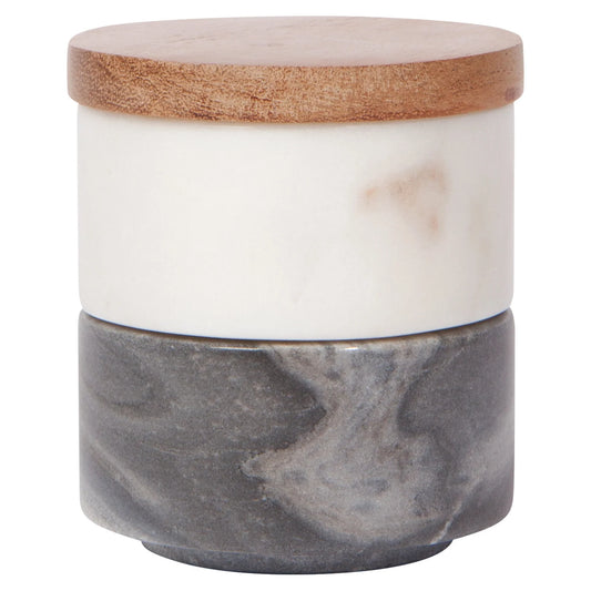 White + Slate Marble Salt Cellar