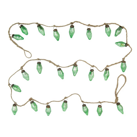 Recycled Mercury Glass Ornament Garland with Jute Cord | Green