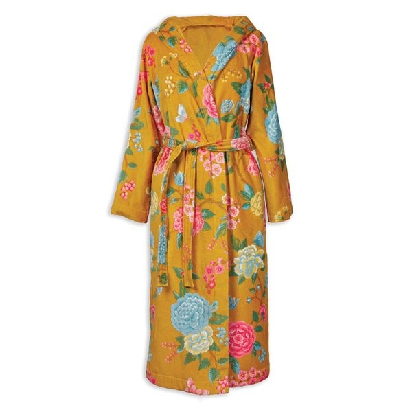 Good evening yellow multicoloured floral bathrobe