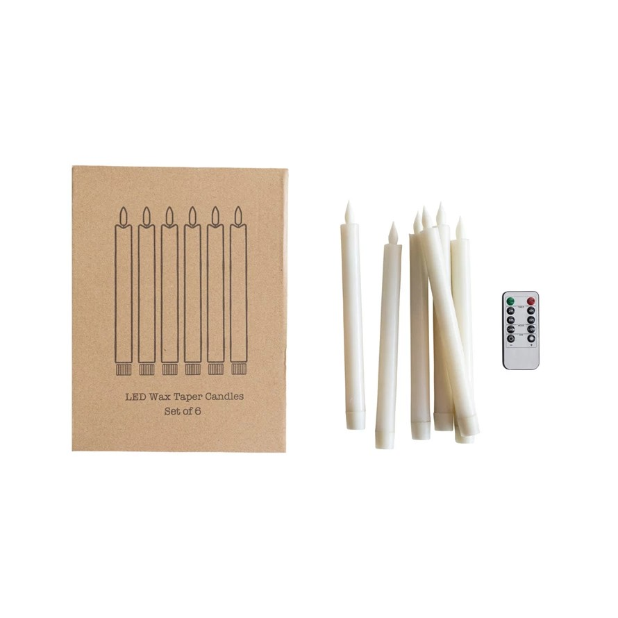 Flameless LED Wax Taper Candles | Set of 6