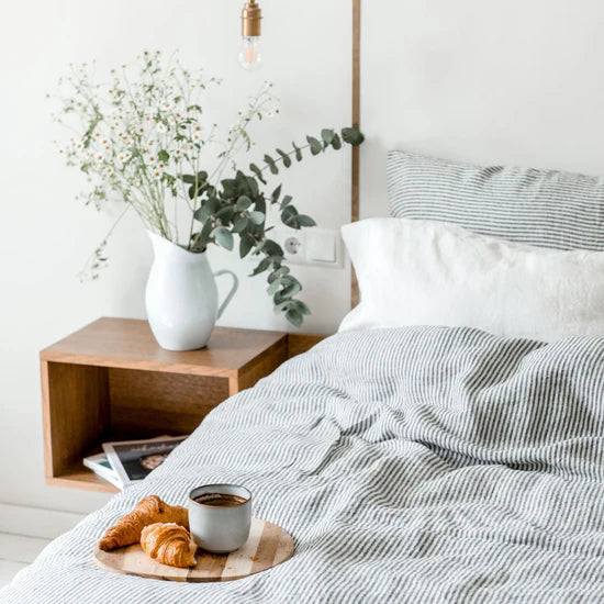Linen Tales | Thin Black Stripes | Queen | Linen Duvet Cover