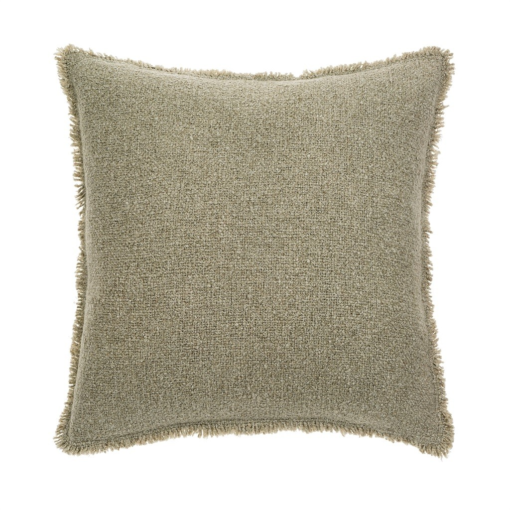 Fringed Boucle Pillow | Sage Grey