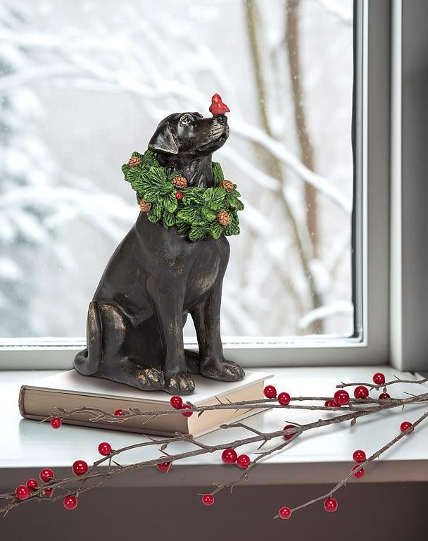Holiday Labrador with Wreath & Cardinal