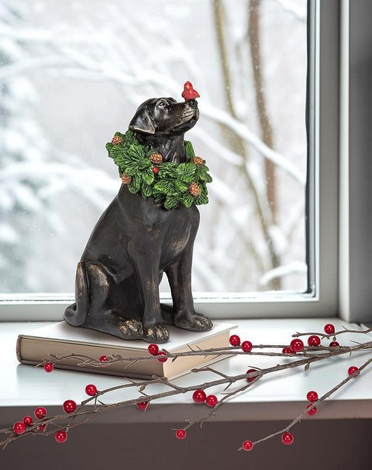 Holiday Labrador with Wreath & Cardinal