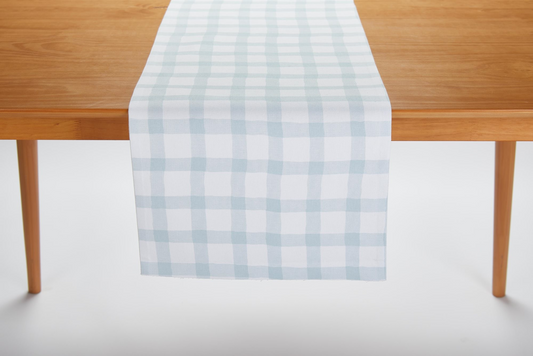 Painted Grid Table Runner - Mist