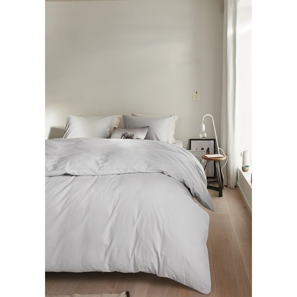 Organic light grey cotton duvet cover | Queen