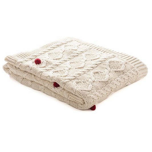 Bell cream cable knit throw