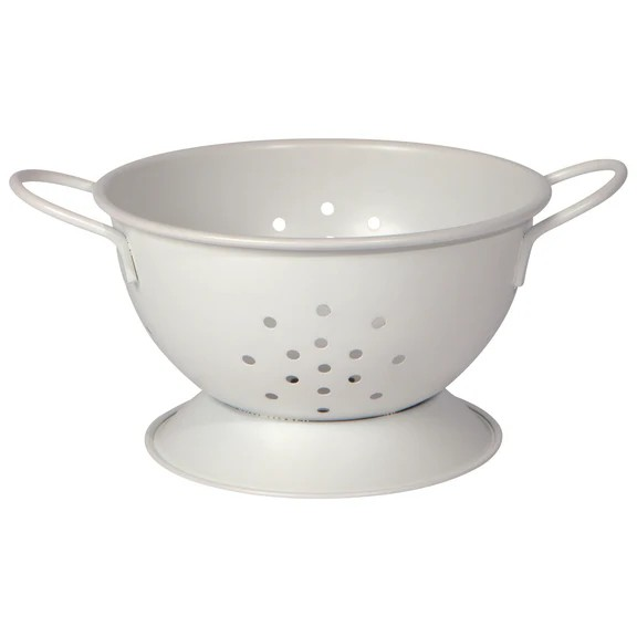 Matte Steel Matte White Colander Small