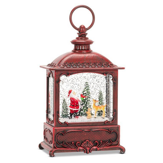 Santa & Deer Glitter LED Lantern