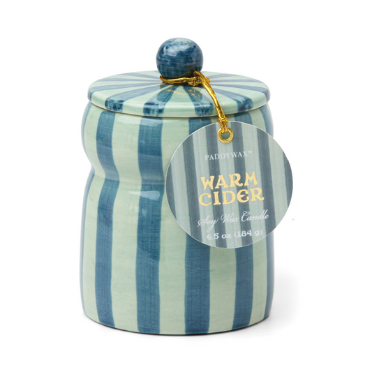 BLUE STRIPED CABANA WITH LID |  WARM CIDER