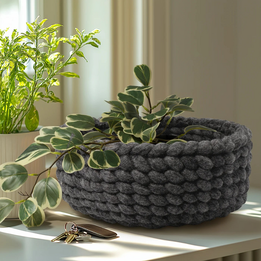 MODWOOL™ Woven 10" Diameter Basket | Grey